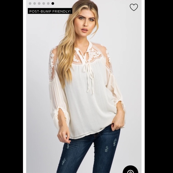 Cream floral mesh maternity top - Picture 4 of 8